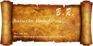 Balozin Radvány névjegykártya